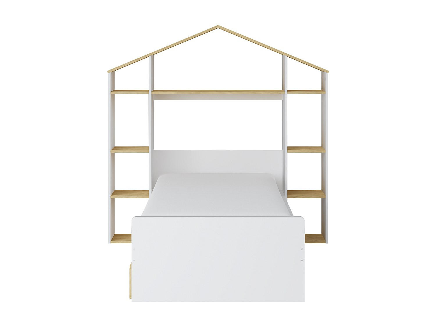 HAUSBETT - 1 Person - holz - naturfarben hell, weiß Jeraco - Naturfarben/Weiß, Holz (90/190cm) - Vente-Unique