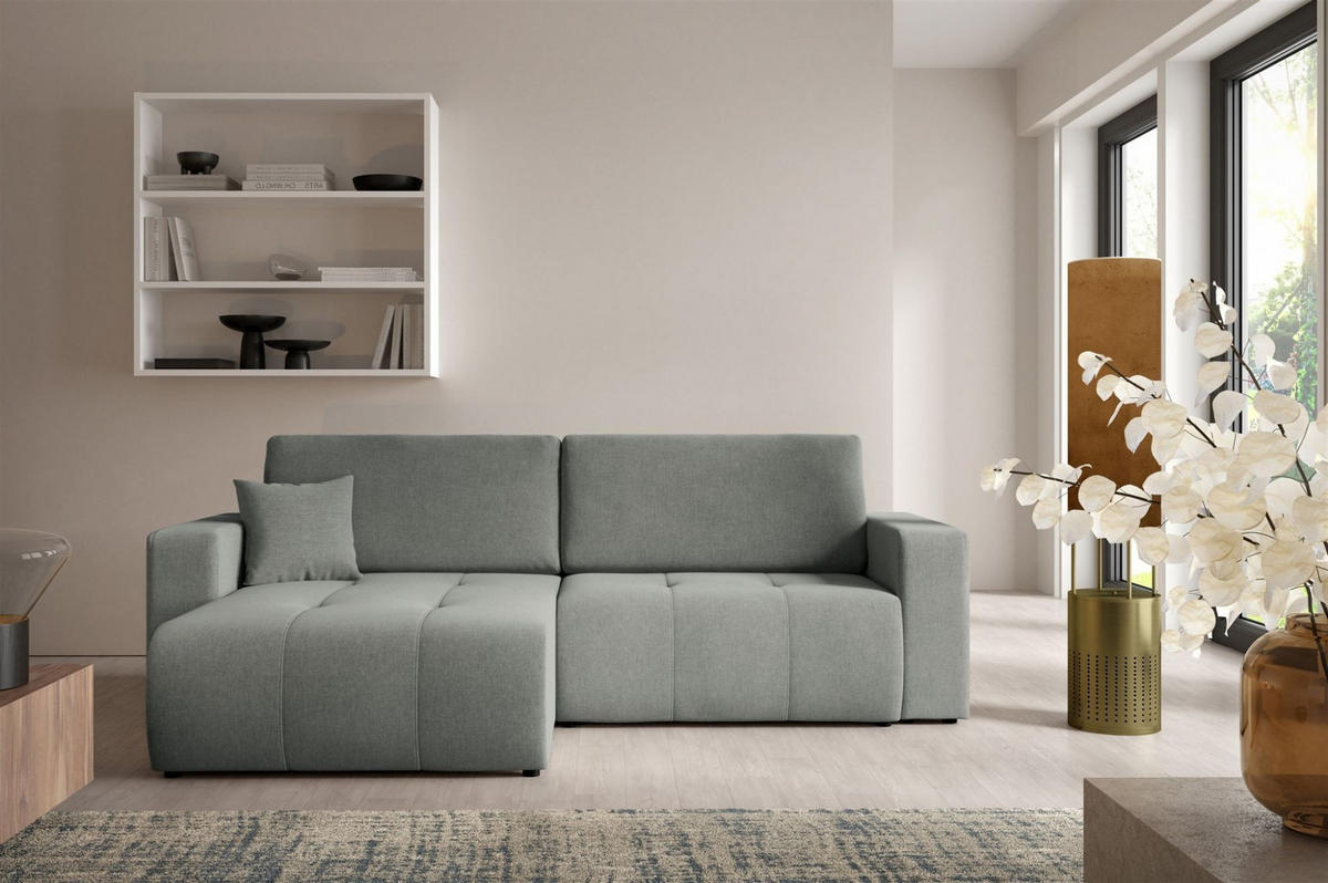 ECKSOFA Augusto - Grau, Holzwerkstoff/Textil (244/149cm) - Fun Möbel