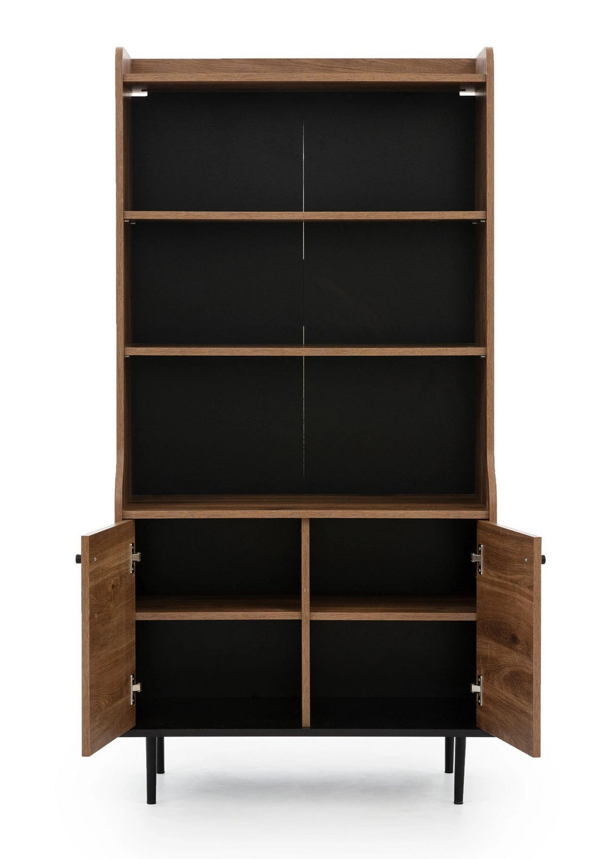 STANDVITRINE Nero 90/40/140 mit Metallfüße - Hellbraun/Schwarz, Glas/Holzwerkstoff (90/140/40cm) - Ravio