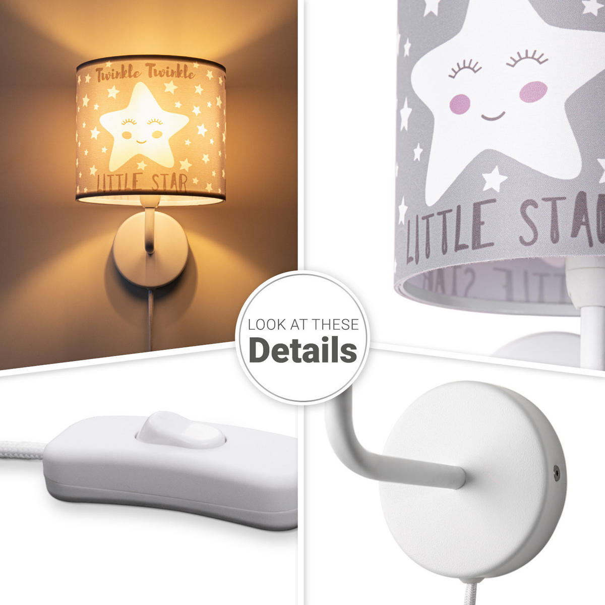 KINDERZIMMERLAMPE Luca Wl Ale 105 - Hellgrau, Metall (18/26.9/20.9cm) - Paco Home