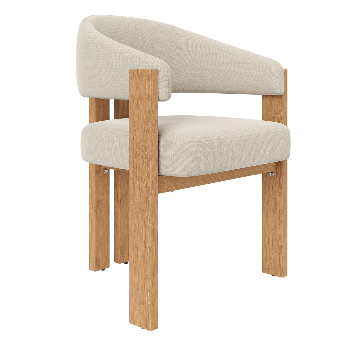 WOHNZIMMER STÜHLE mit dicker Polsterung, Eisenbeinen in Holzoptik, 2tlg - Beige/Naturfarben, Textil (57.5/78/43cm) - EVRYAE