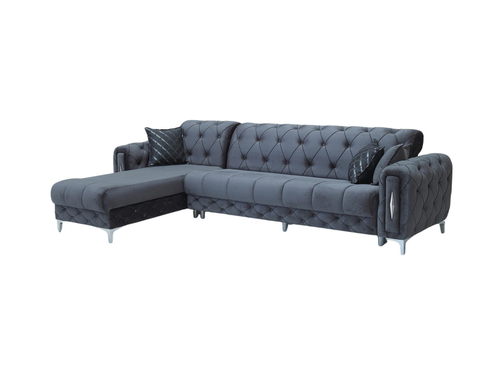 ECKSCHLAFSOFA Patna Anthrazit Relax - Langer Schenkel Rechts - Anthrazit, Holzwerkstoff/Kunststoff (180/310cm)