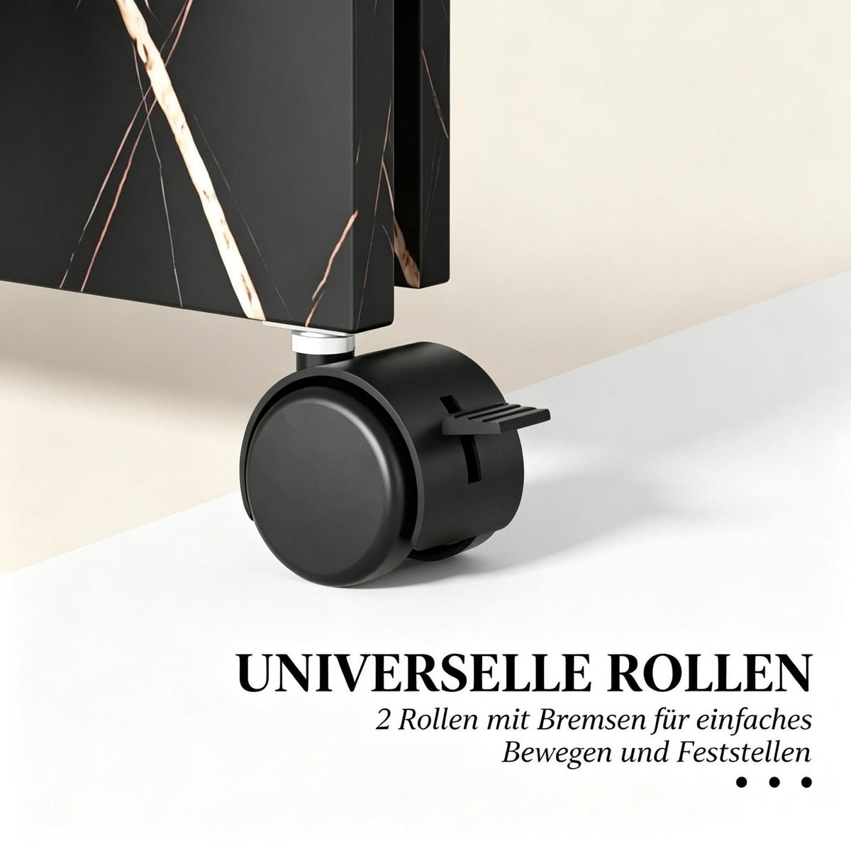 KLAPPTISCH 80-120/80/73 cm mit Rollen DE-39950 Marmoriert Schwarz - Schwarz, Holzwerkstoff (80/120/73cm) - ComfortXL