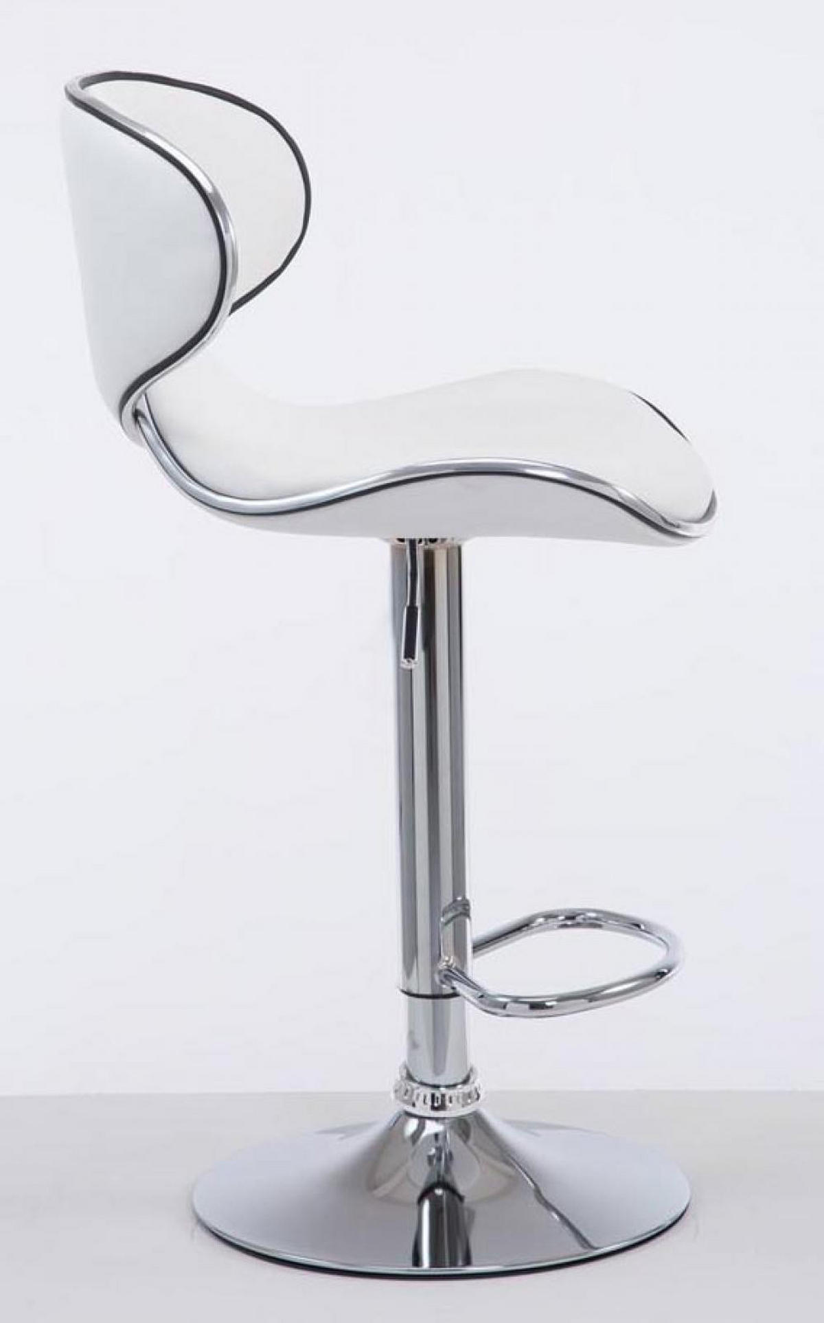 BARHOCKER 2er Set Lederlook weiß - Chromfarben/Walnussfarben, Textil/Metall (46/88/49cm) - CLP