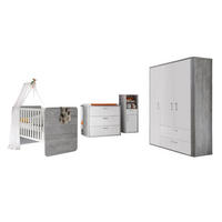 BABYZIMMER komplett Edana 6-tlg. Babyzimmereinrichtung Vintage Woody Grey/Weiß Matt - Weiß/Grau, Holz (2/1/1cm) - 58aufmkessel