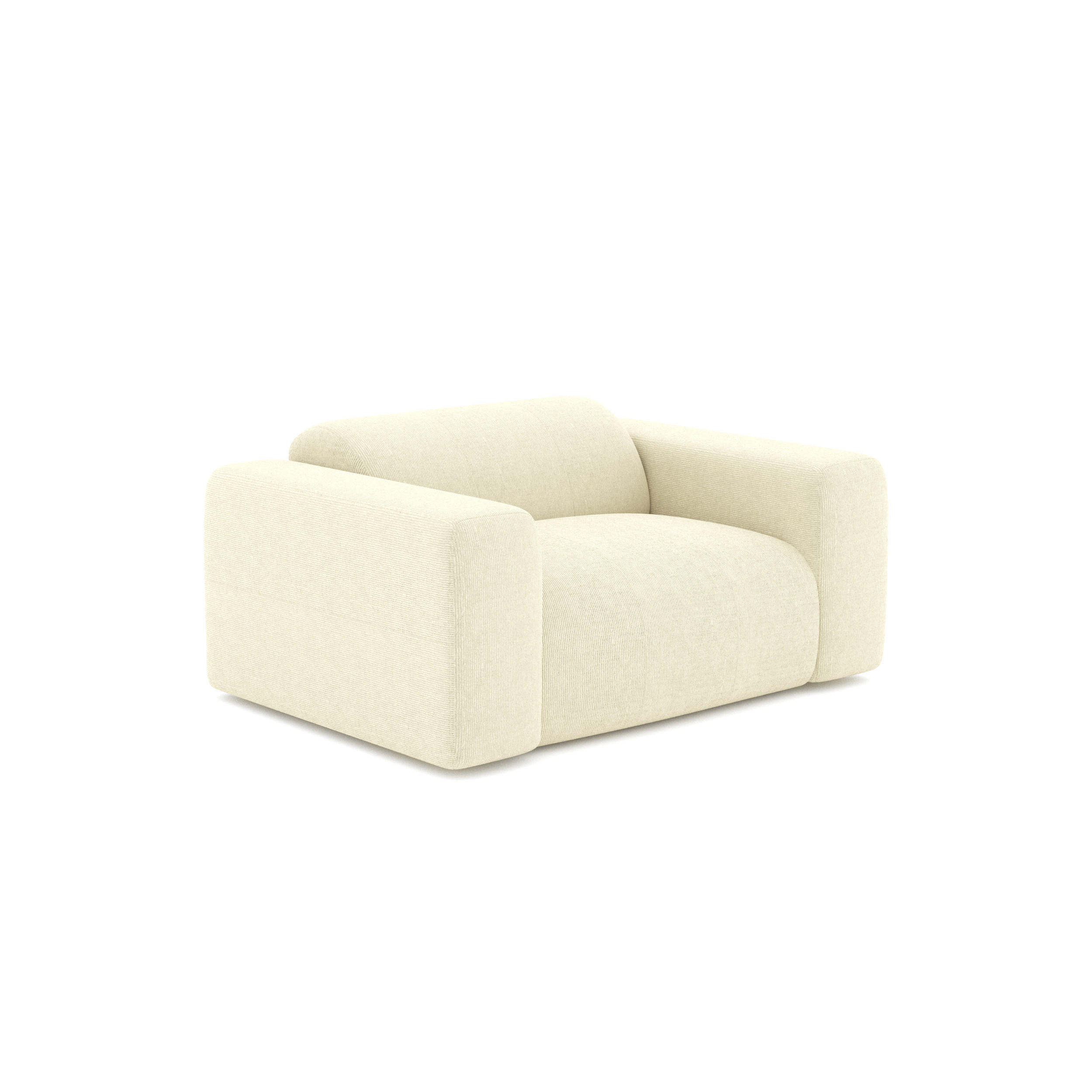 SESSEL Gerippter Samt Creme 130cm - Creme, Textil (130/67/97cm) - Sia Home