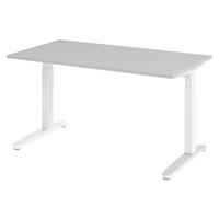 SCHREIBTISCH Serie-XB 80/140/74 cm in Grau/Weiß/Alu poliert - Silberfarben/Weiß, Holzwerkstoff (80/140/74cm) - bümö