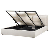 BETT mit Stauraum 180x200 cm Beige Bajonna - Beige, Textil (180/200cm) - Beliani