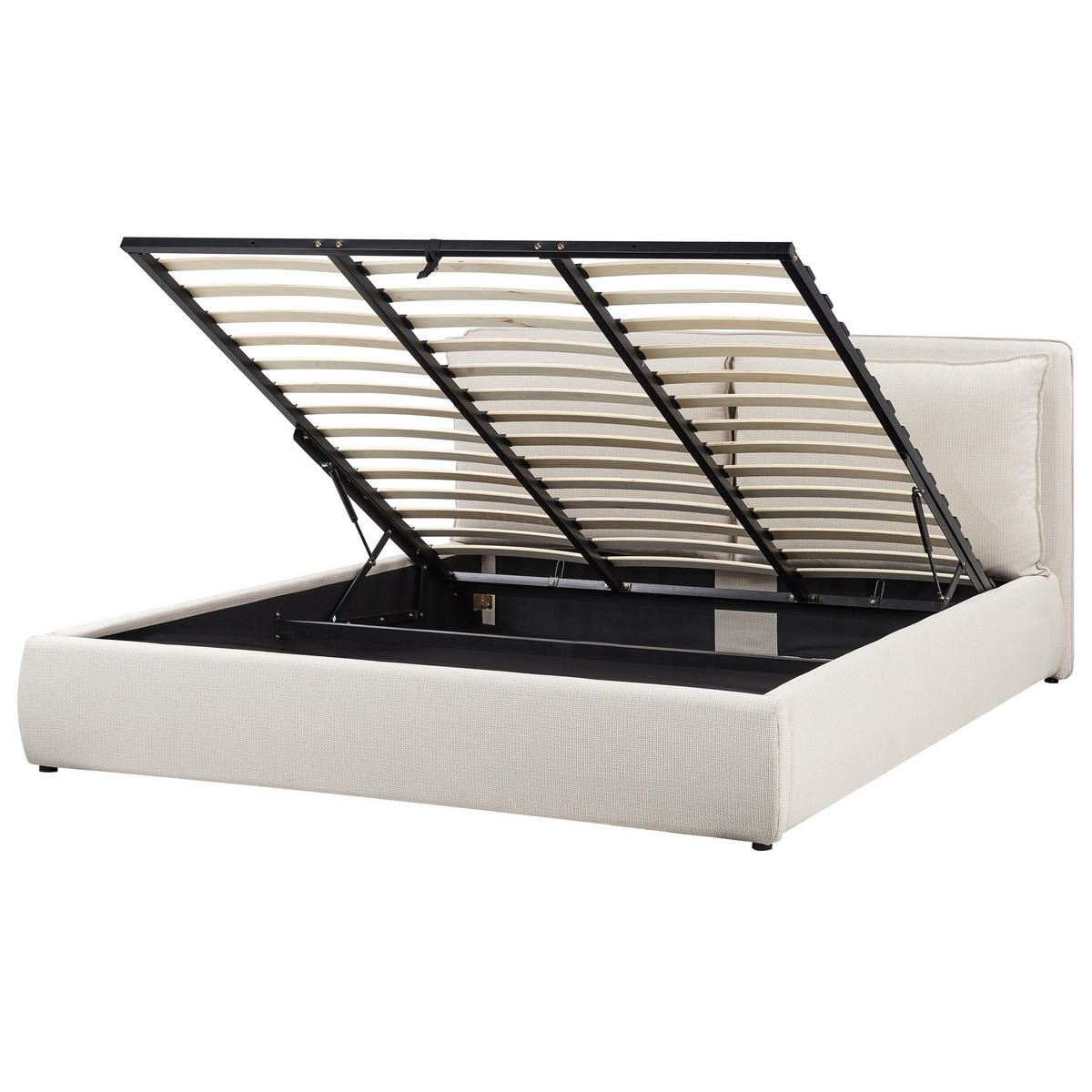 BETT mit Stauraum 180x200 cm Beige Bajonna - Beige, Textil (180/200cm) - Beliani