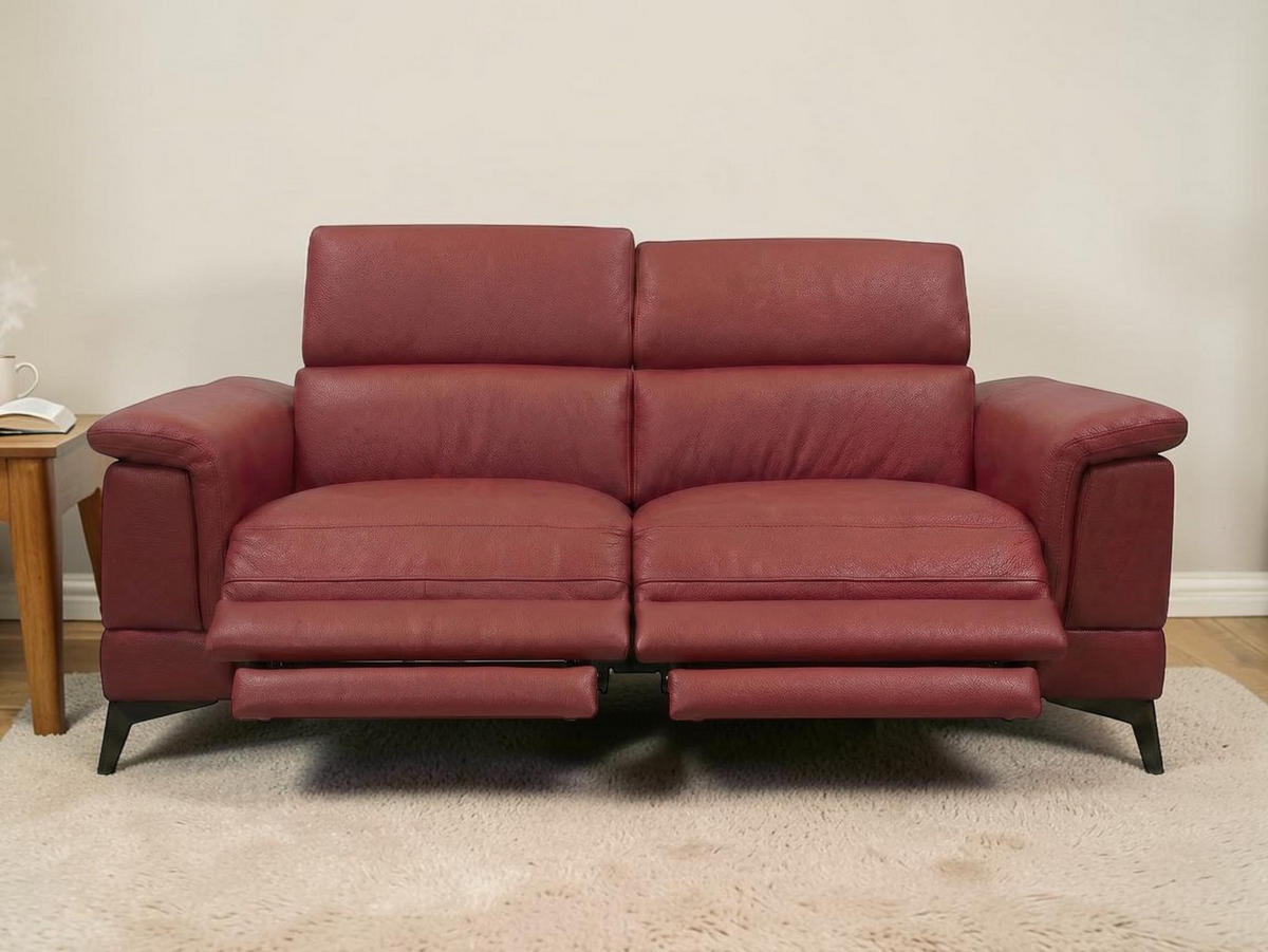 3-SITZER Sofa Planet Echtleder mit 2 x Relaxfunktion Rot - Rot, Leder/Metall (200/80/110cm)