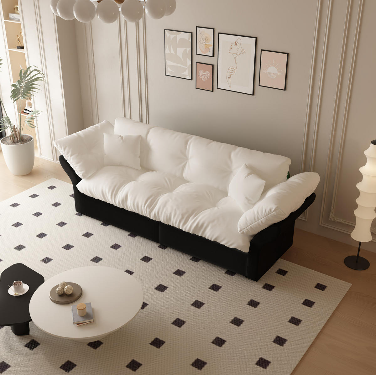 SCHLAFSOFA 3-in-1 ausziehbar 190 x 85 x 91 cm Velours Beige - Beige, Metall (85/91/190cm) - Meubliv