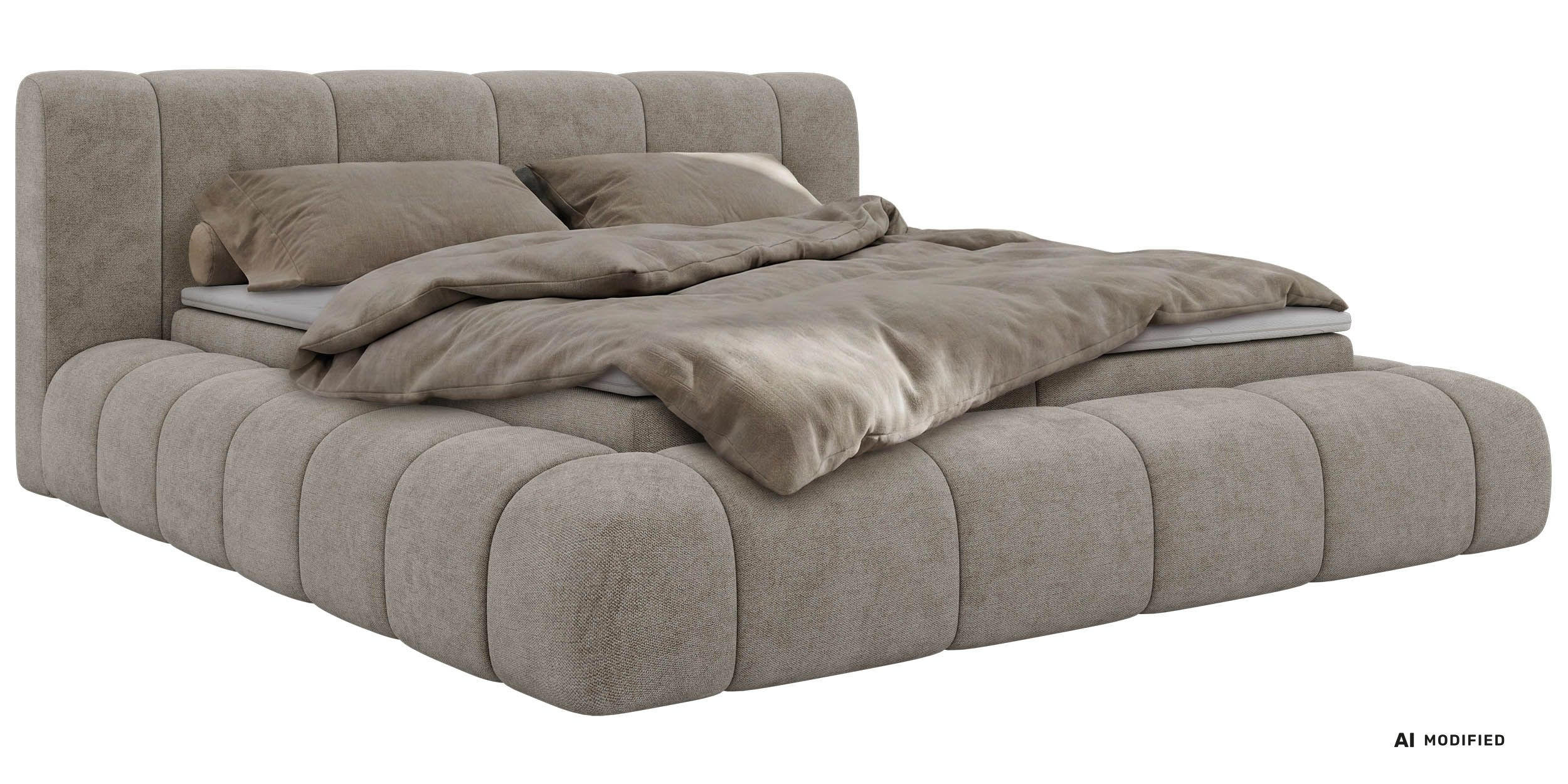 BOXBETT NUBEA 180/200 - Greige Stukture - Topper Visco - H3 - Greige/Schwarz, Kunststoff/Textil (180/200cm) - MKS