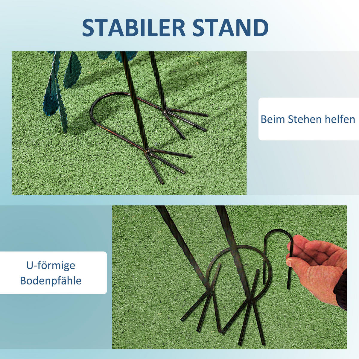 GARTENSTATUE Pfau, 59 cm Gartenfigur, Skulptur für Balkon, Terrasse - Blau, Metall (25/59/29cm) - Outsunny