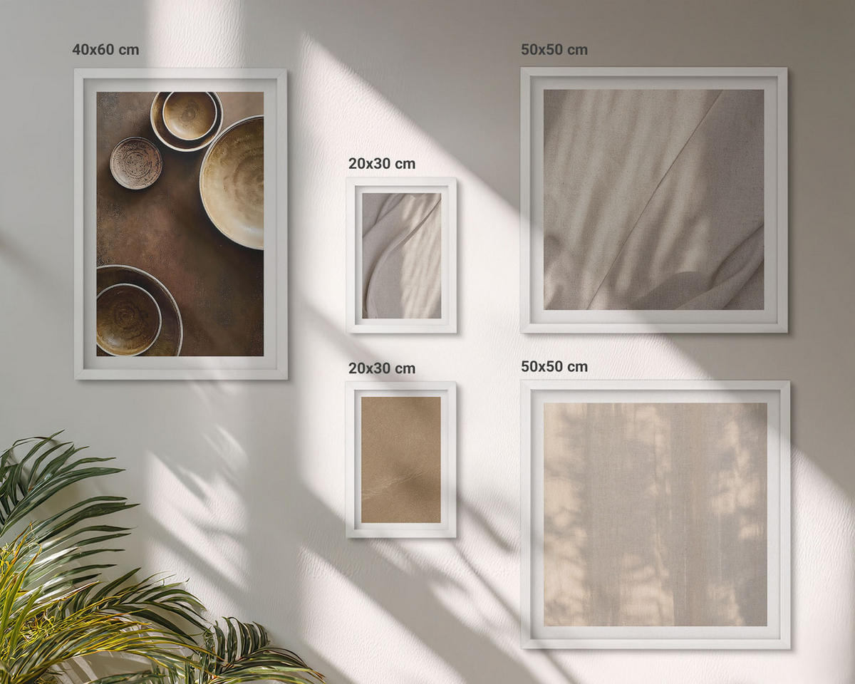 WANDBILDER 5er-Set - 50x50 cm & 20x30 cm & 40x60 cm Weißer Rahmen - Strukturen, Texturen, Minimalismus - Weiß, Kunststoff (40/60cm) - ArtPrintCave