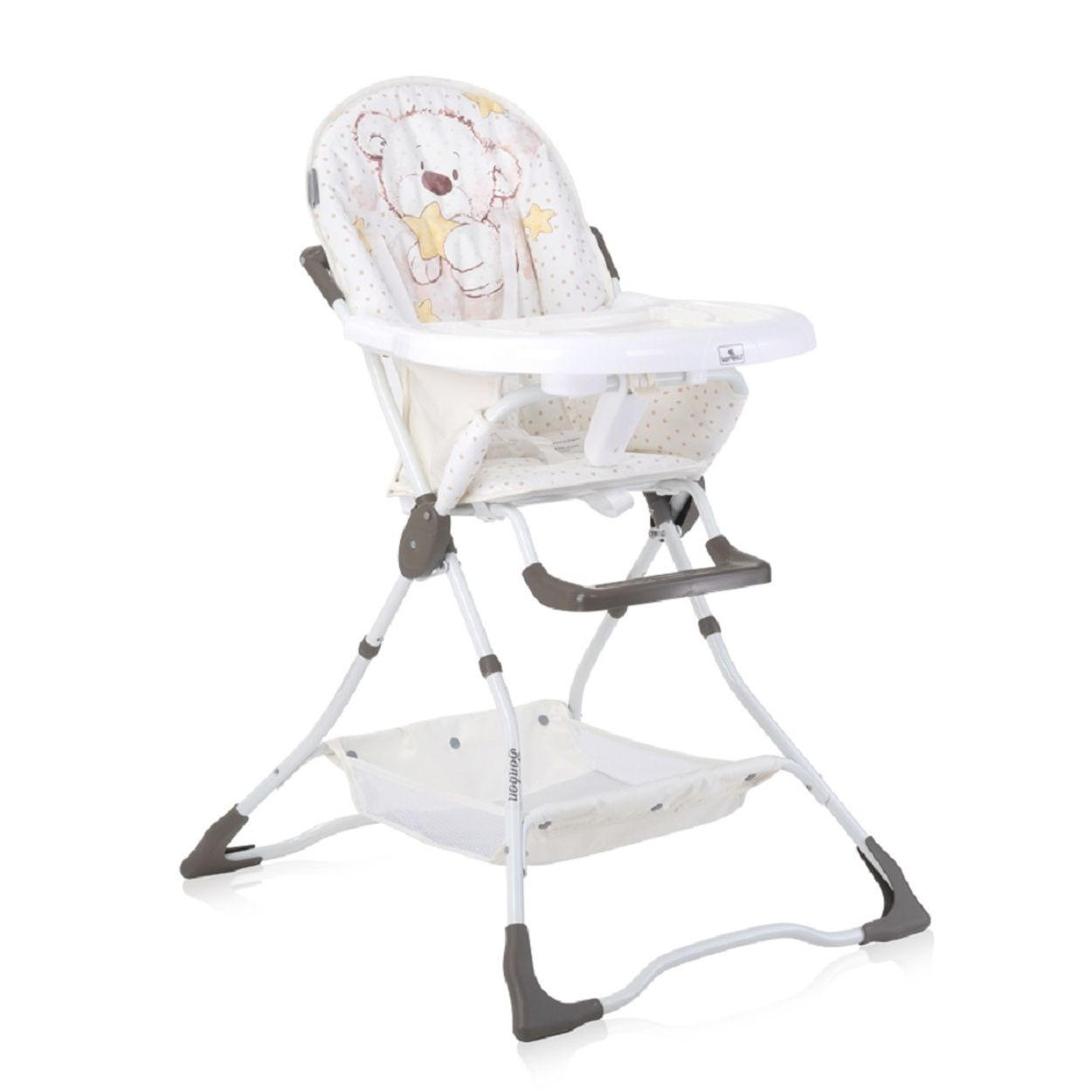 HOCHSTUHL Bonbon weiss beige Bechervertiefung, klappbar, doppelter Tisch, Korb - Beige/Weiß, Metall (62/112/80cm) - Lorelli