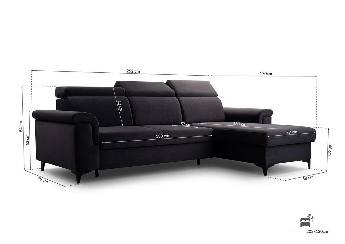 ECKSOFA VERMO HELLGRAU - Hellgrau, Textil (252/170cm) - Luxkor24