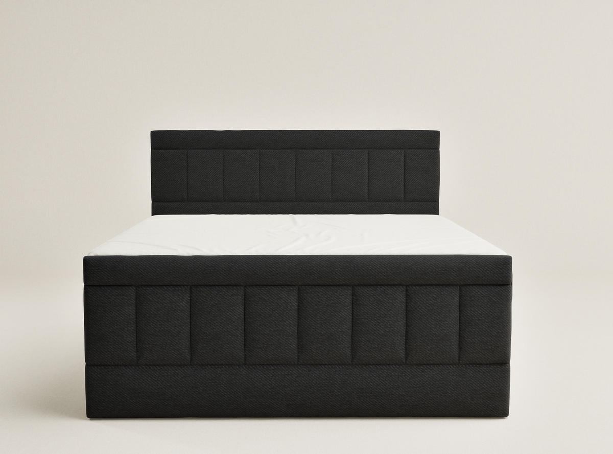 BOXSPRINGBETT Caya 180/200 cm, in Schwarz, Bettkasten, Matratze, Topper - Schwarz, Holz/Holzwerkstoff (180/200cm) - Maison de Reve