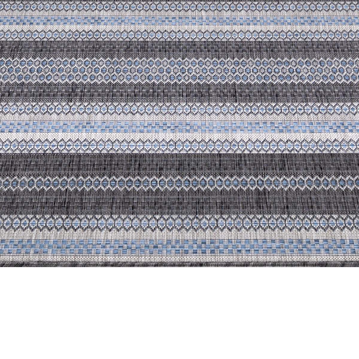 TEPPICH Outdoor Flachgewebe Vintage-Look Polypropylen Balkon Schwarz Rechteckig 240x340 - Schwarz, Textil (240/340cm) - KADIMA DESIGN