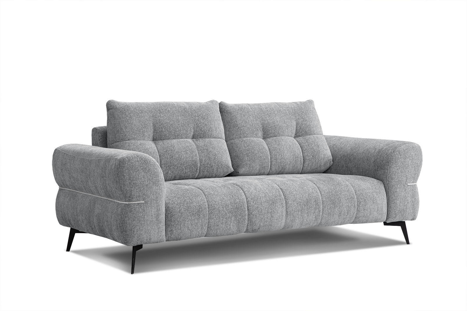 SOFA SALVINI 3-Sitzer, grau - Schwarz/Grau, Holzwerkstoff/Textil (176/88/99cm) - Courtois Laville