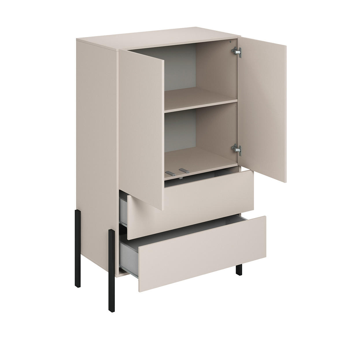SCHRANK 2 Türen Bérénice Kaschmir - Beige, Holzwerkstoff (90/150/50cm) - Petits-meubles