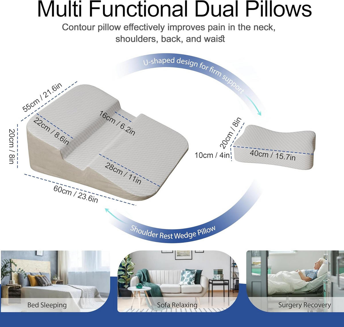 SEITENSCHLÄFERKISSEN Weiß - Weiß, Textil (55/60cm) - Vercart