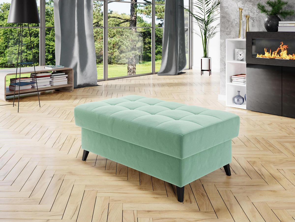 POLSTERHOCKER Nord - Schwarz/Mintgrün, Holz/Textil (106/44/67cm) - MIRJAN24