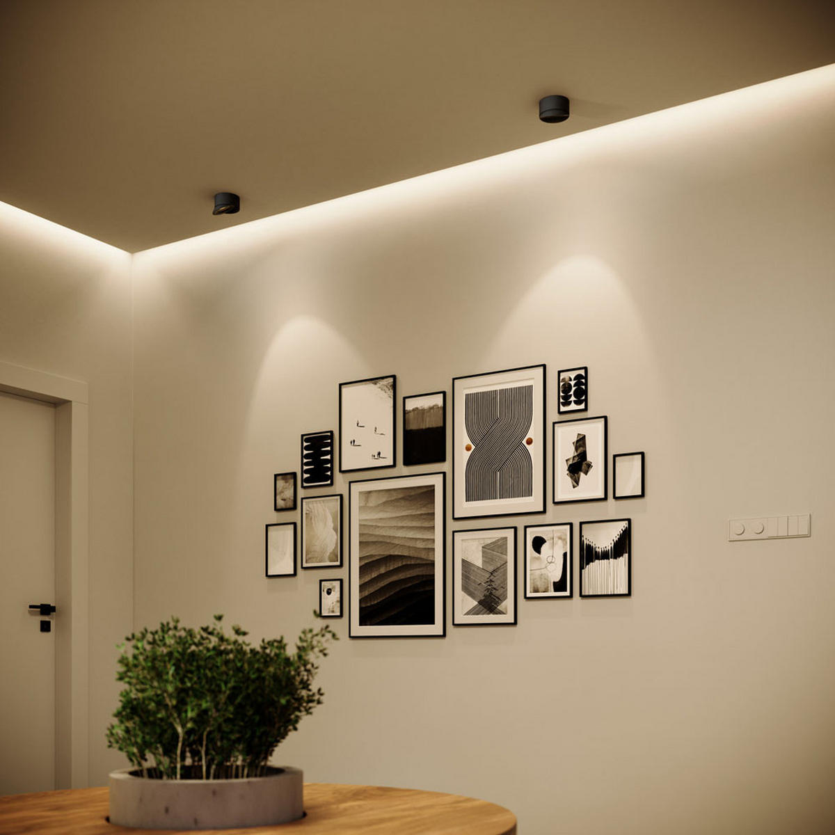 LED-AUFBAULEUCHTE Santa Neo Schwarz/Weiß Neutralweiß - Schwarz/Weiß, Metall (10.8/10.8/5cm) - s.luce