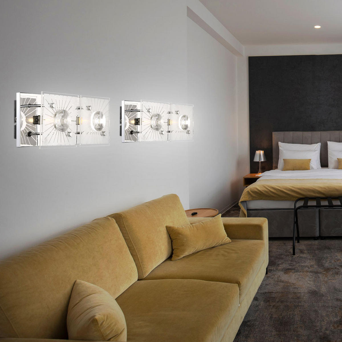 WANDELLEUCHTE Iolana Kristalloptik Silber - Silberfarben, Glas (11/10/24cm) - Globo Lighting