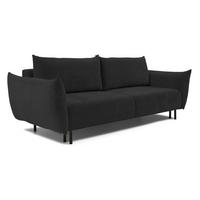 SOFA ADEL - Schlaffunktion Und Bettkasten, Wellenfederung, PUR-Schaum, Schwarze Metallfüße lose Rückenkissen, freistehend, 240x108x75 cm Dark grey - Dunkelgrau, Holz/Textil (240/75/108cm) - DomoHome