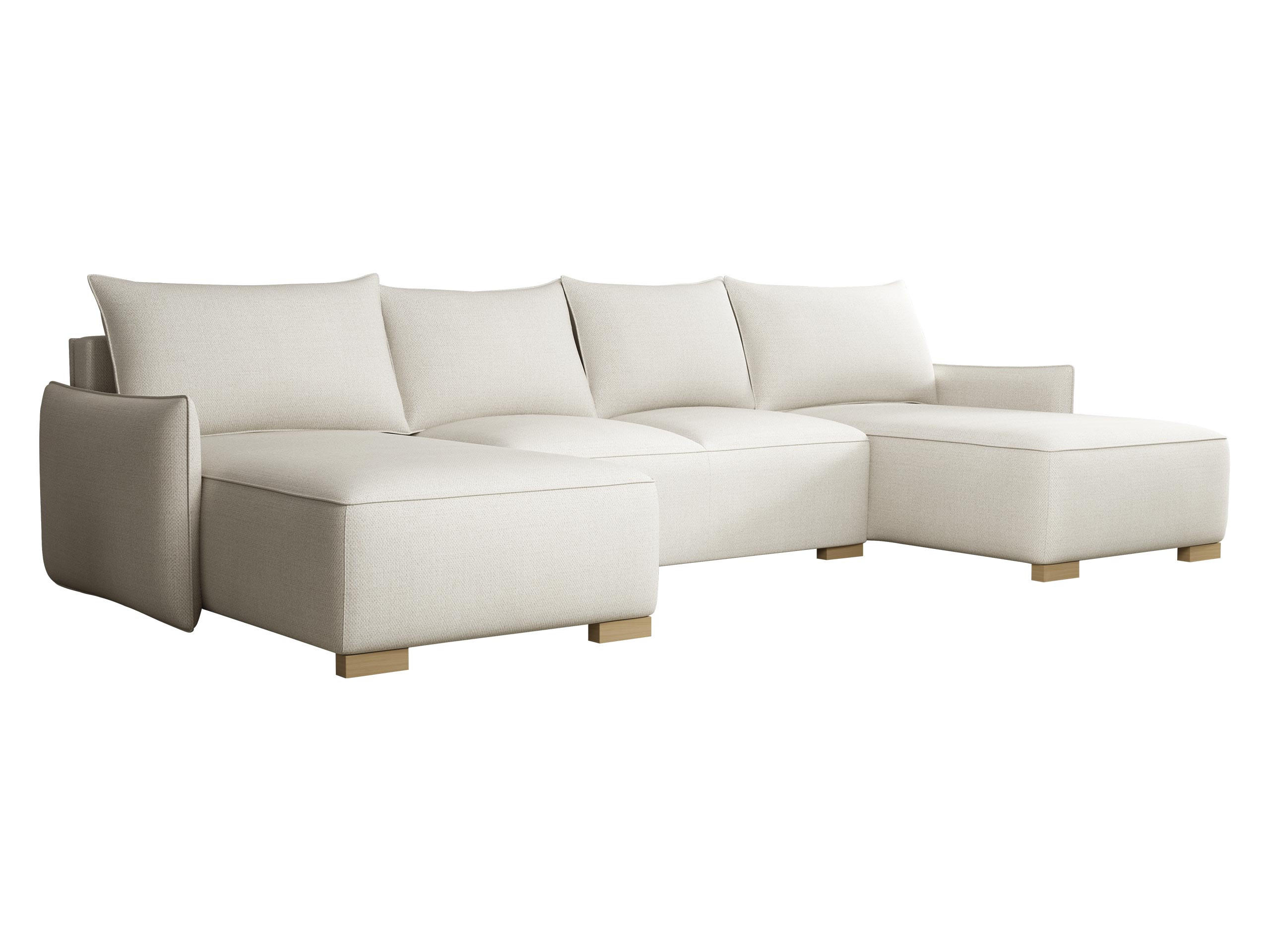 WOHNLANDSCHAFT Focus U - Creme/Naturfarben, Holz/Textil (328/87/155cm) - MIRJAN24