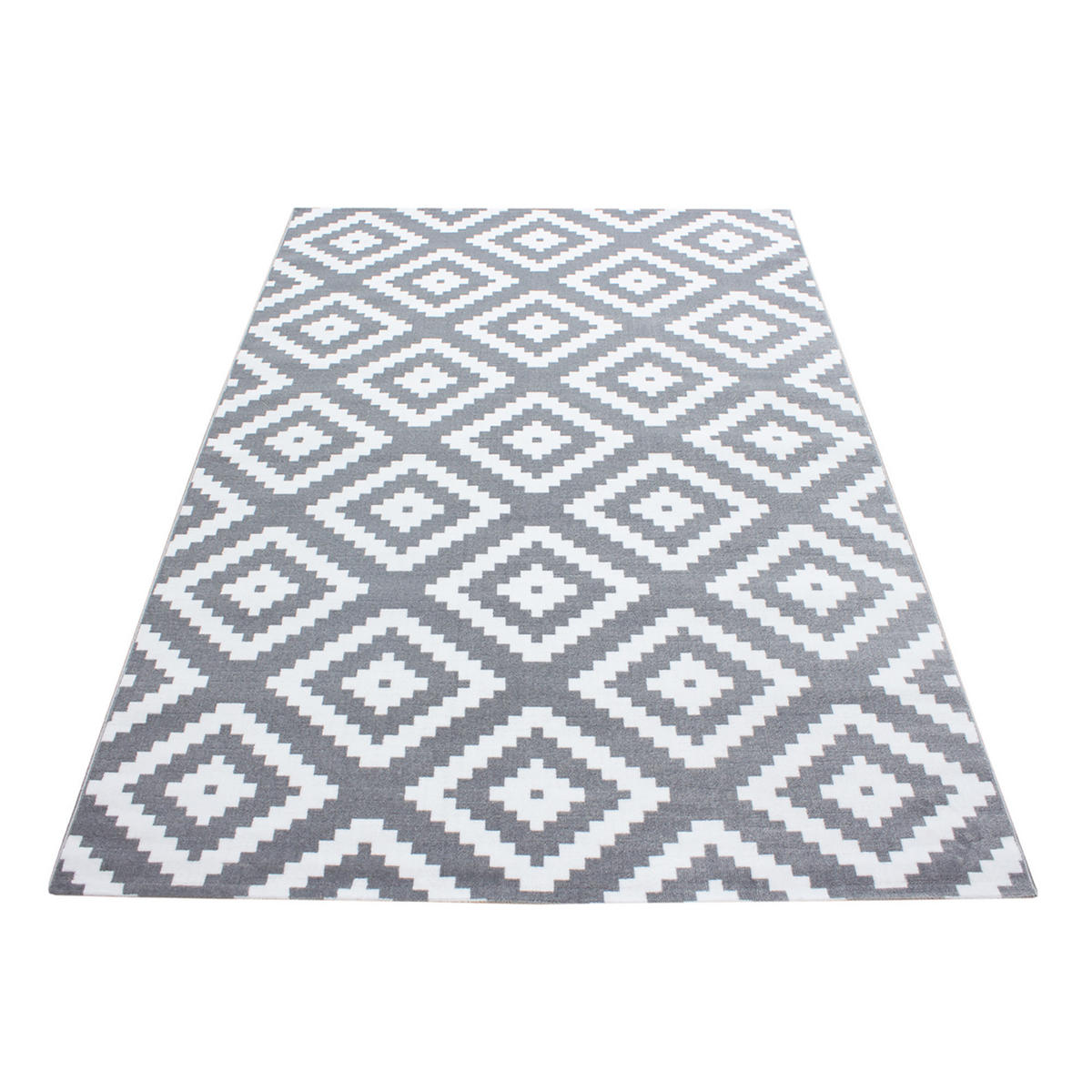 TEPPICH Flur Geometrisch Pflegeleicht Waschbar Wohnzimmer OEKO-TEX Grau 140x200 cm Gekettelt – INN - Grau, Textil (140/200cm) - KADIMA DESIGN