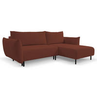 ECKSOFA ADEL mit Schlaffunktion und Bettkasten, L-förm, Metallbeine, verstellbar lose Rückenkissen, freistehend, RECHTS, 257x171x90 cm, Bordeaux - Bordeaux, Holz/Textil (257/171cm) - DomoHome