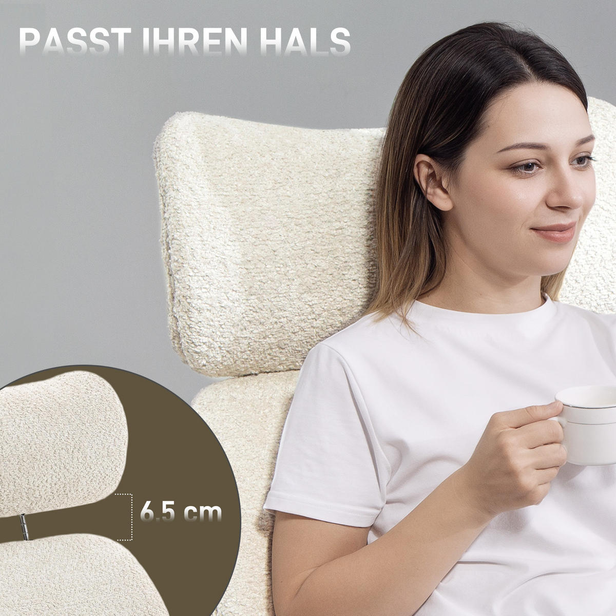 SCHREIBTISCHSTUHL Höhenverstellbar Homeoffice Stuhl mit Armlehne, Grauweiß - Silberfarben/Hellgrau, Textil/Metall (65/123/75cm) - HOMCOM