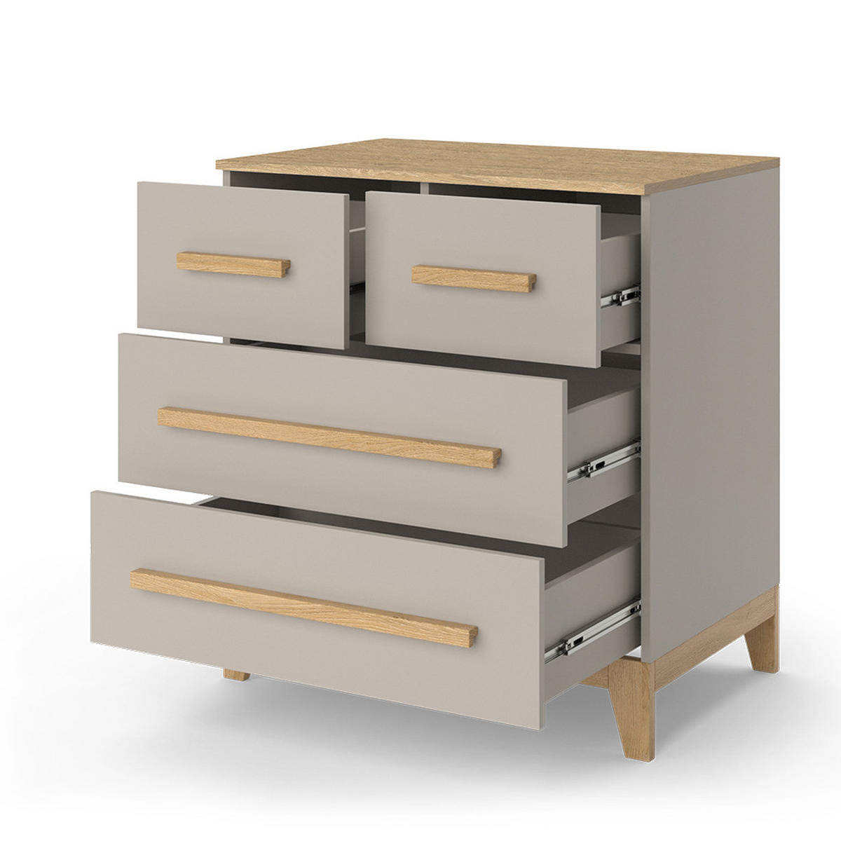 KOMMODE Malia Cashmere-Eiche 80 x 88 cm mit 4 Schubladen - Kaschmir, Holzwerkstoff (80/88/53.4cm) - VitaliSpa