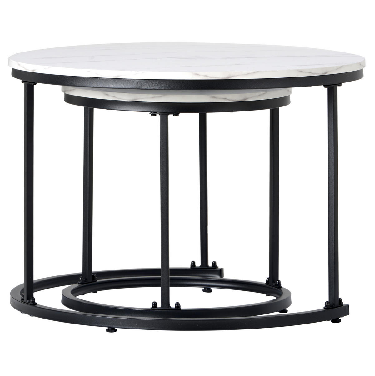 COUCHTISCH 2er-Set, MDF mit Marmoroptik, verschachtelbar, 50/70,5 + 45,5/44 cm, Weiß - Weiß, Holzwerkstoff (71/71/50cm) - Redom