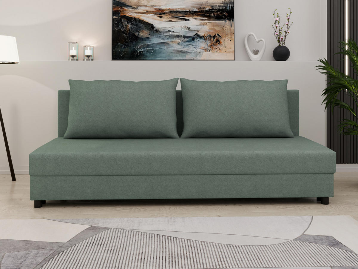 SCHLAFSOFA Facile mit Bettkasten – Moderne 2-in-1 Couch mit Stauraum, grün - Grün, Holz (194/48/71cm) - Panda Möbel