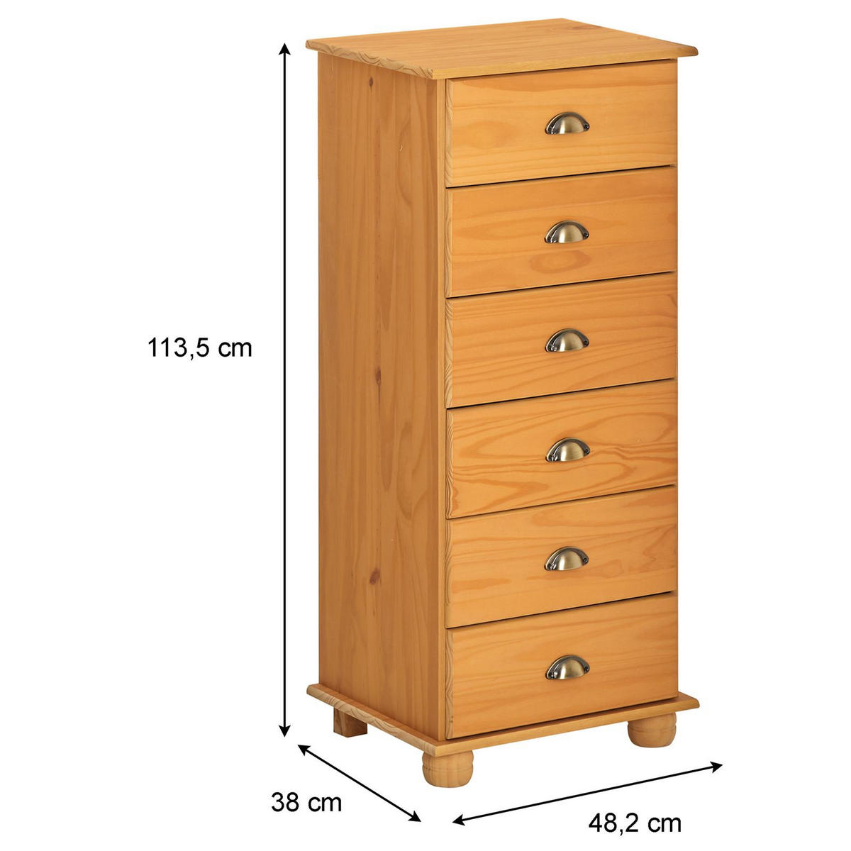 APOTHEKERKOMMODE COLMAR - Kieferfarben, Holz (49/114/39cm) - IDIMEX