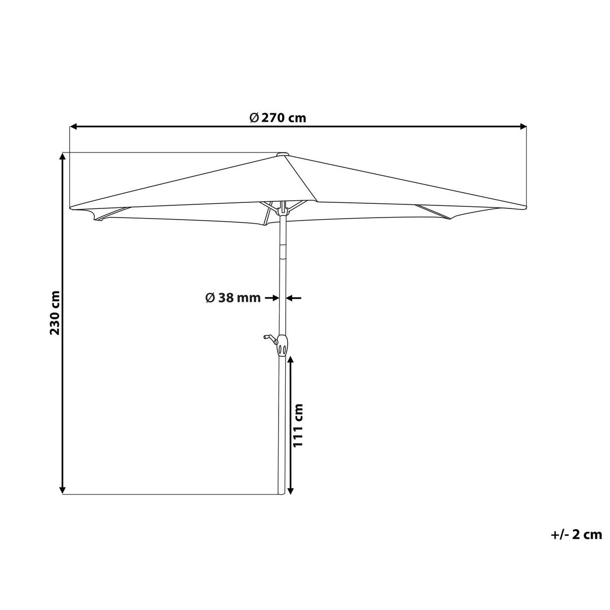 SONNENSCHIRM 270 cm dunkelgrau Varese - Dunkelgrau, Textil (270/270cm) - Beliani
