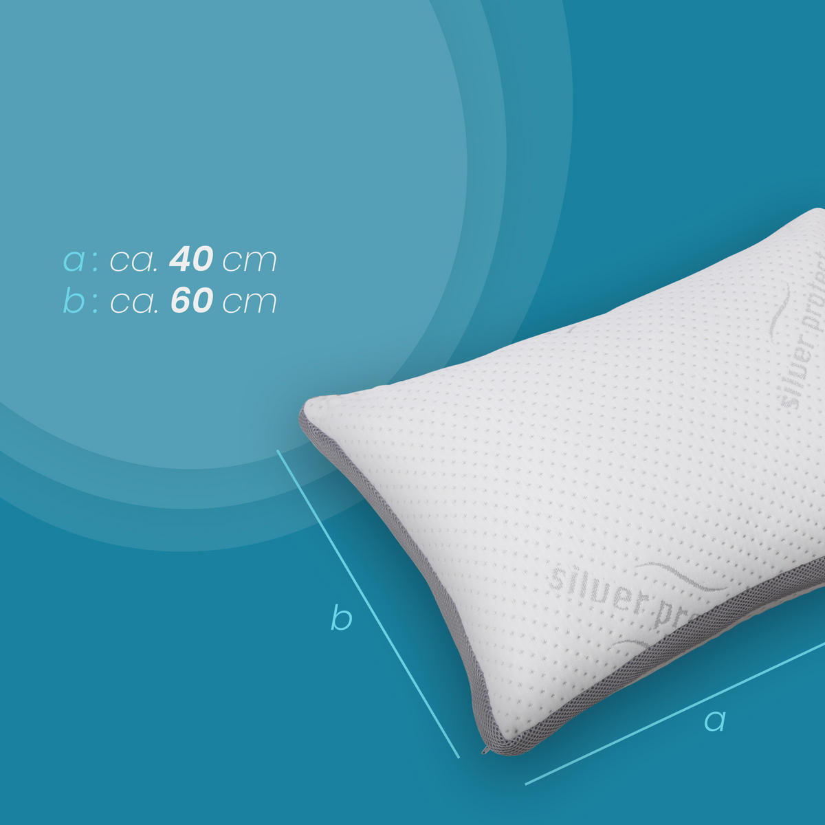 NACKENKISSEN Silver Protect 60x40x10cm - Weiß, Textil (60/40cm) - Bestlivings