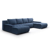 PANORAMASOFA Jonas 5 Sitzplätze Blau - Blau, Holz (350/85/185cm) - Petits-meubles