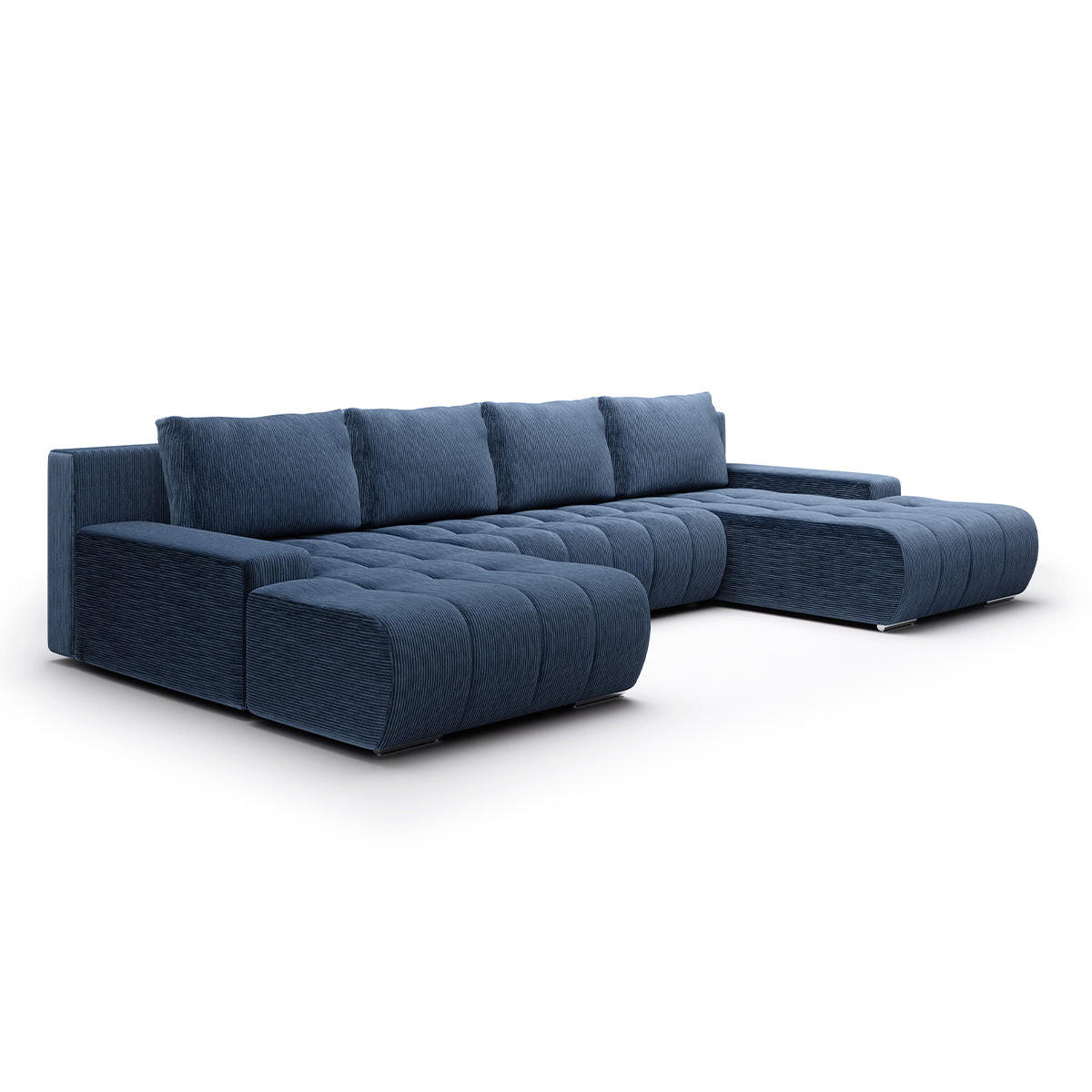 PANORAMASOFA Jonas 5 Sitzplätze Blau - Blau, Holz (350/85/185cm) - Petits-meubles