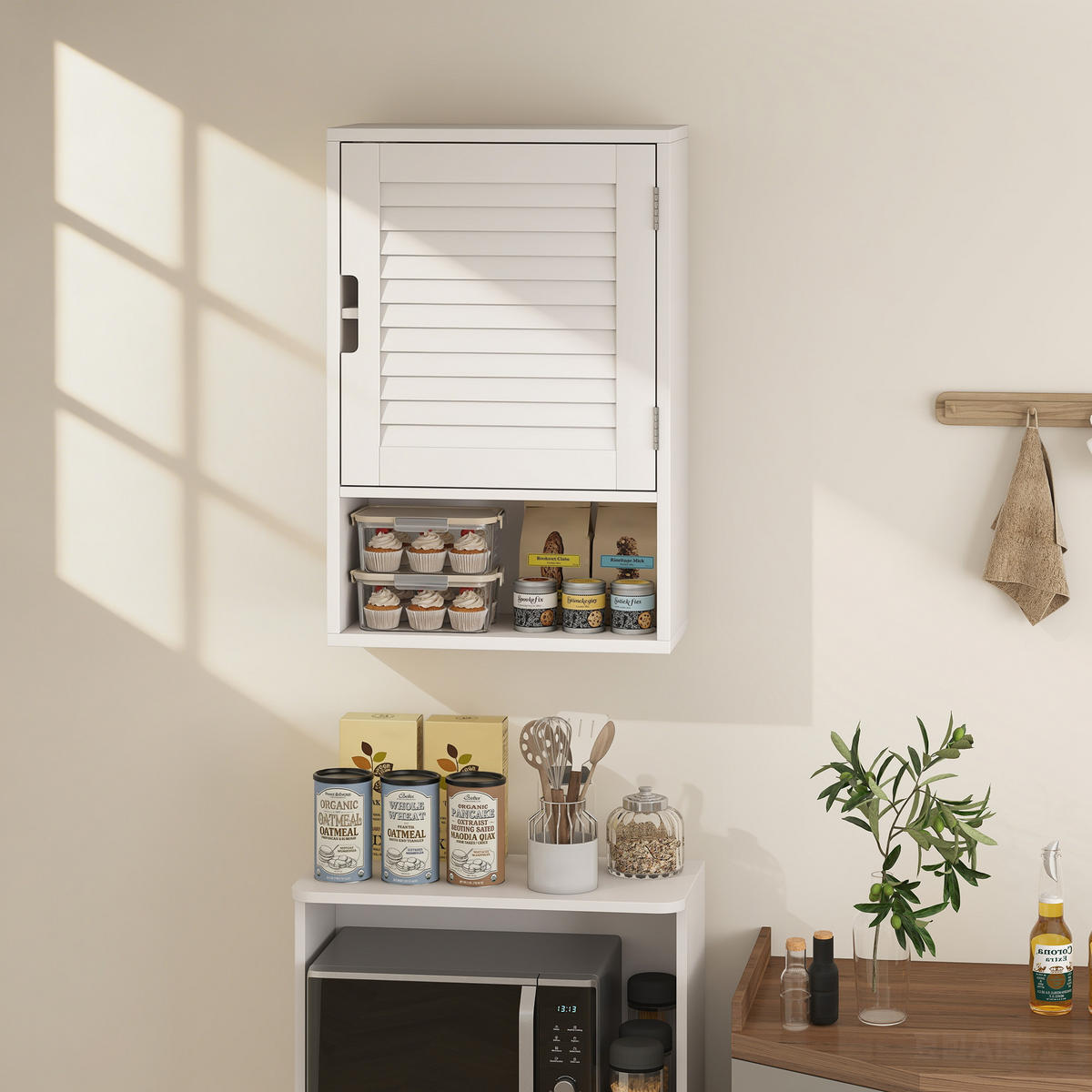 BADESCHRANK DE-09635 1 Tür mit verstellbaren Ablagen Weiß - Weiß, Holzwerkstoff (40/60/20cm) - ComfortXL