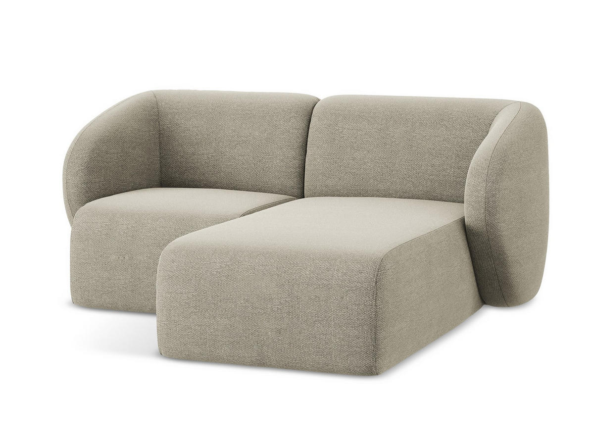 ECKSOFA Rechts Bouclé Stoff Grau - Taupe/Schwarz, Holzwerkstoff/Kunststoff (178/166cm) - Makamii