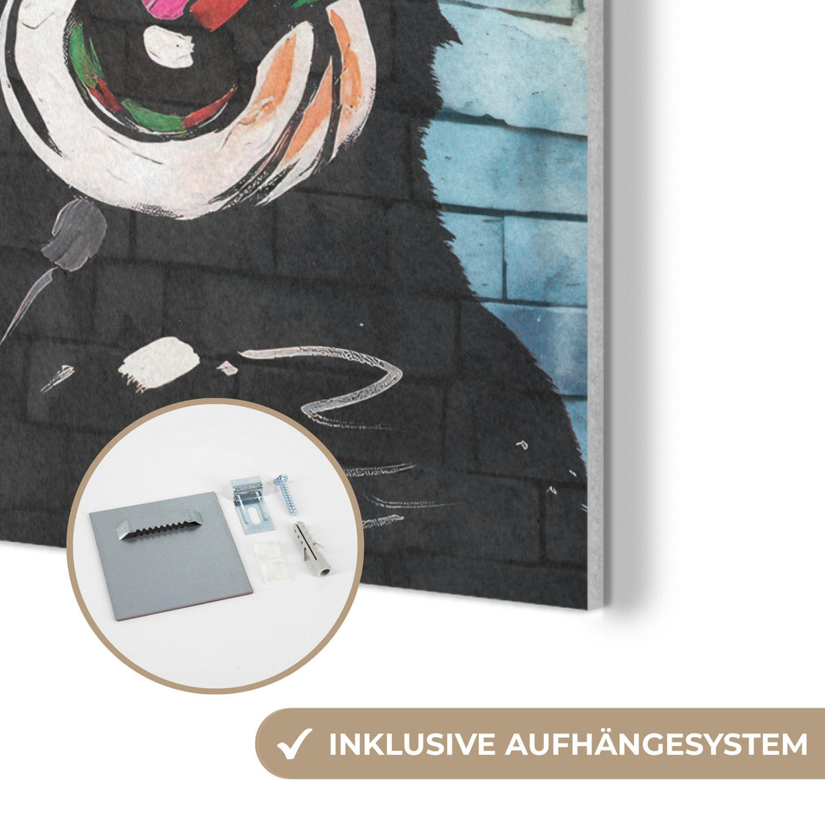 AKUSTIKPANEEL Affe - Graffiti - Musik 70x100 cm - Multicolor, Textil (70/0.9/100cm) - MuchoWow