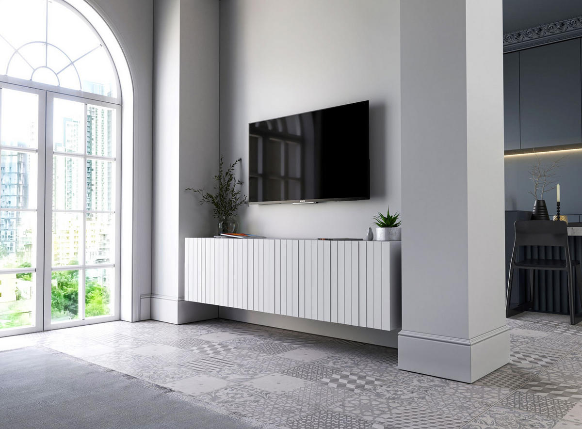 TV-SCHRANK Elpis Weiß Matt Glamour 150 cm - Weiß, Holzwerkstoff (150/37.5/36.5cm) - Meble Lindner