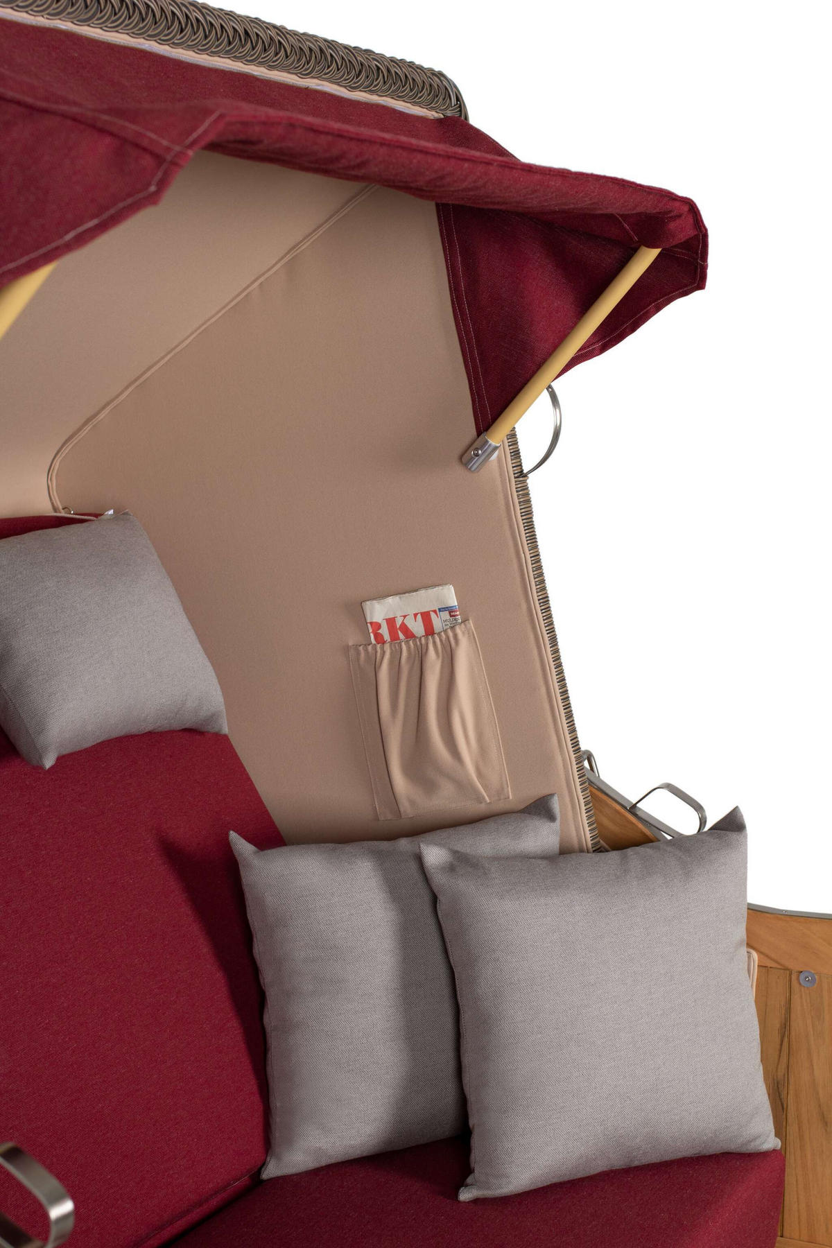 STRANDKORB SEEBLICK 2 Sitzer Teak - Rot/Braun, Metall (125/170/80cm) - Mr. Deko