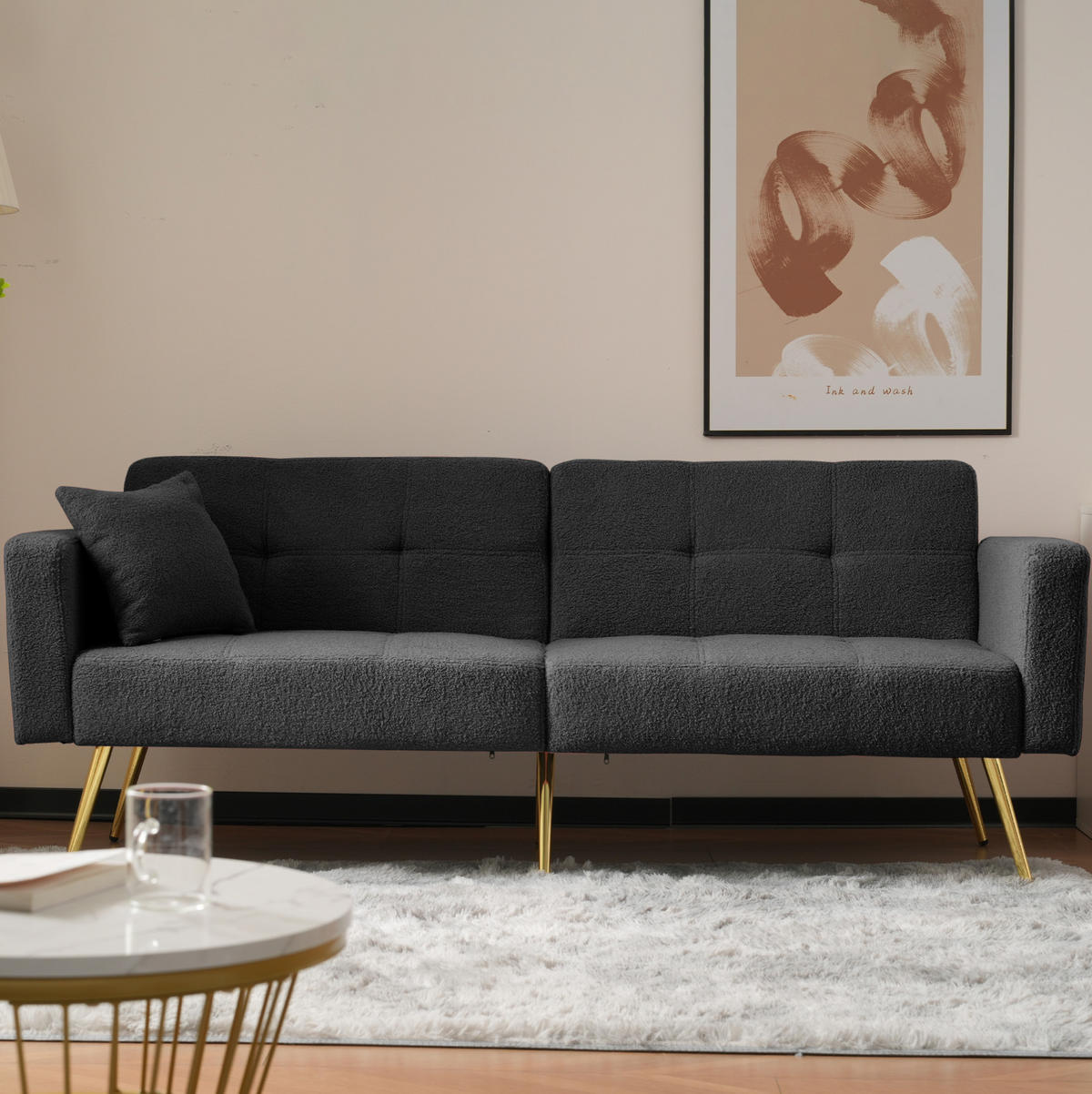 SCHLAFSOFA mit Bettfunktion verstellbar 175 x 64 x 72 cm Antique Gray - Grau, Kunststoff (175/72/64cm) - Meubliv