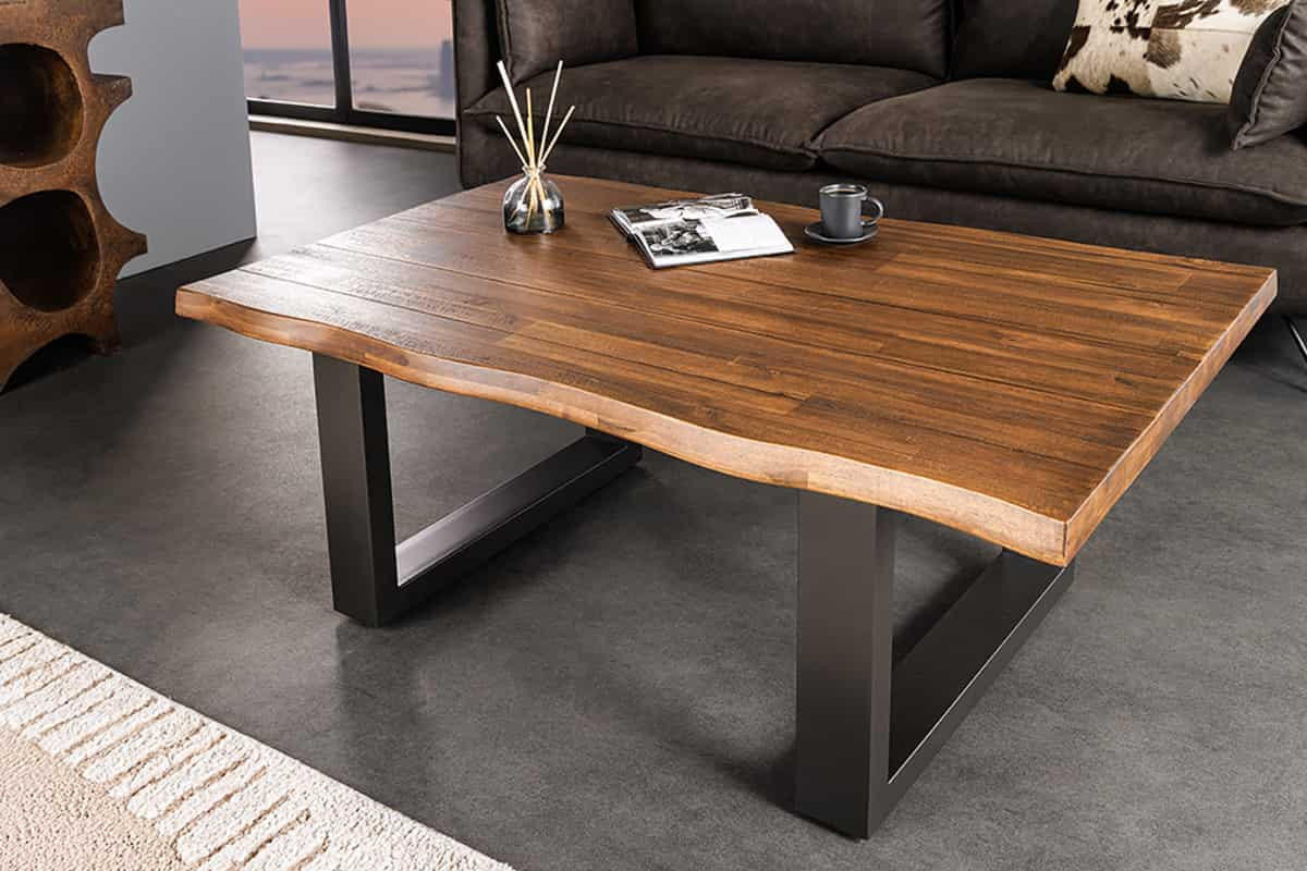 COUCHTISCH GENESIS Akazie kufen Braun 110cm - Schwarz/Braun, Holz/Metall (69/110/46cm) - riess-ambiente