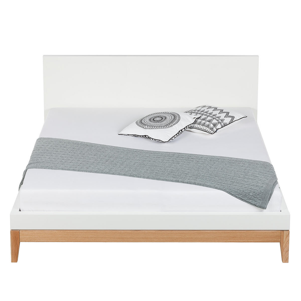 BETT - Höhe 96 cm - Beige/Weiß, Holzwerkstoff (180/200cm) - home24