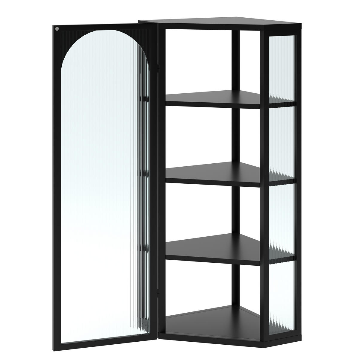 BAD-WANDSCHRANK Schwarz, Glastür & 4 Ablagen, 56 x 40 x 105 cm - Schwarz, Metall (56/105/40cm) - Urban Meuble